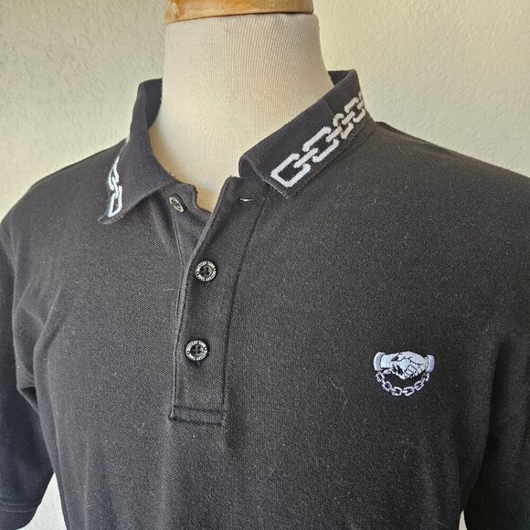 Lurking Class by Sketchy Tank Chains Collar Embroidered Black Polo Shirt Alt L - Picture 2 of 6